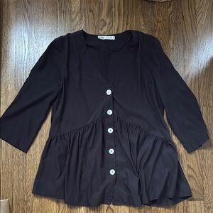 Zara Long Black Blouse / Tunic
